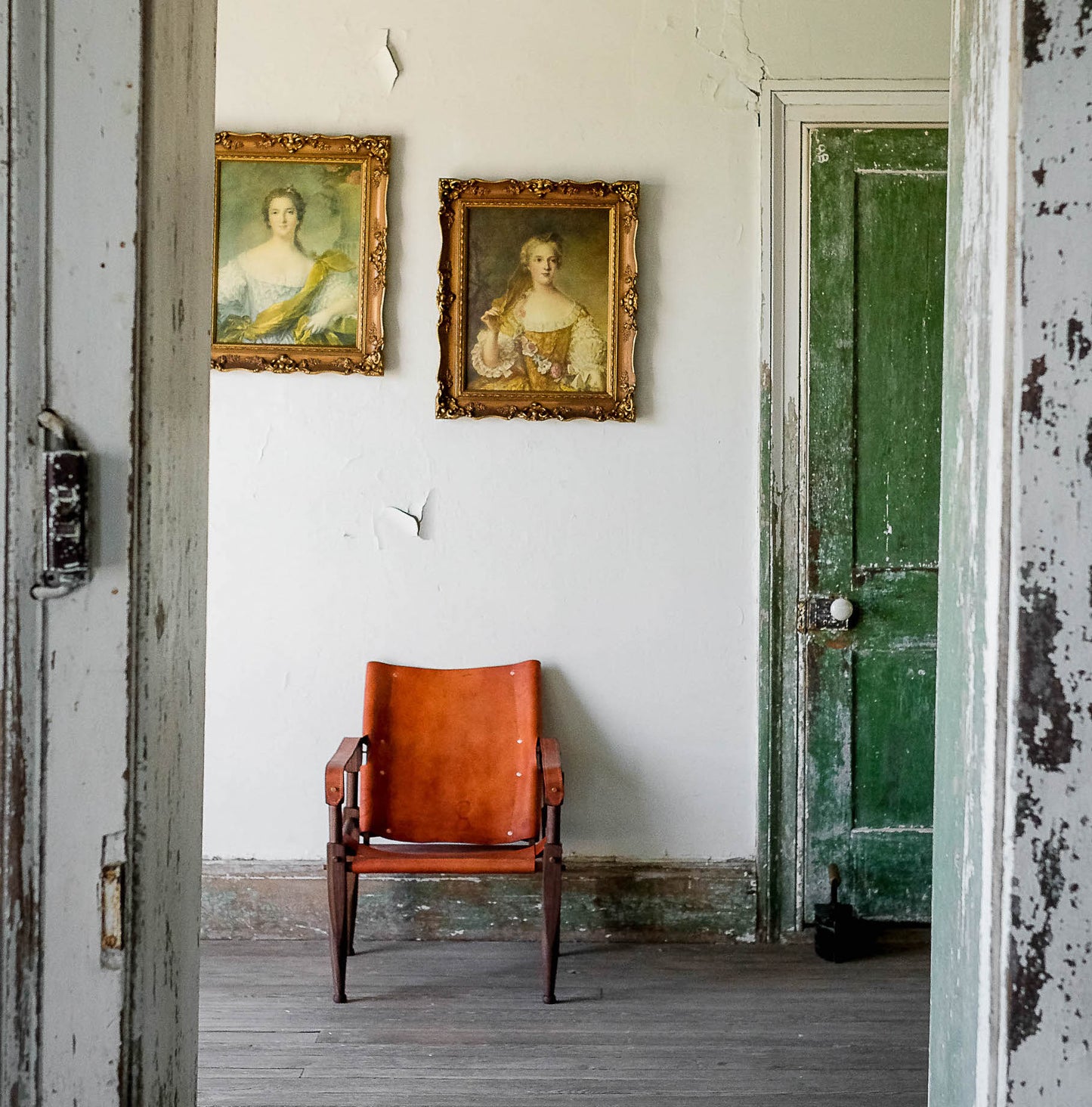 Vintage leather campaign chair farmhouse