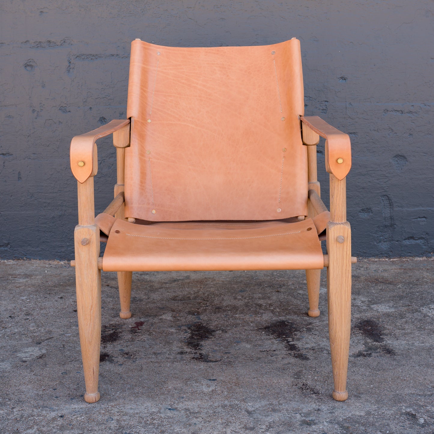 Limbo Safari Lounge Chair in White Oak and Leather