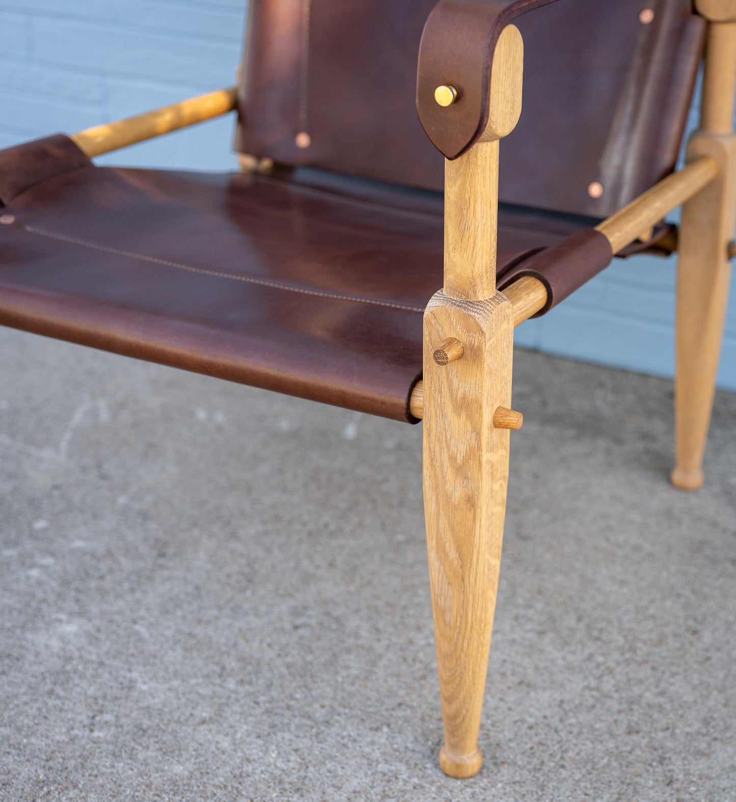 Limbo Safari Lounge Chair in White Oak and Leather