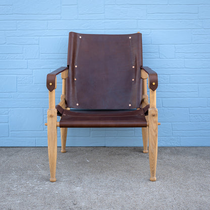 Limbo Safari Lounge Chair in White Oak and Leather