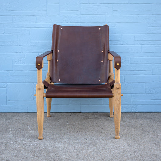 Limbo Safari Lounge Chair in White Oak and Leather