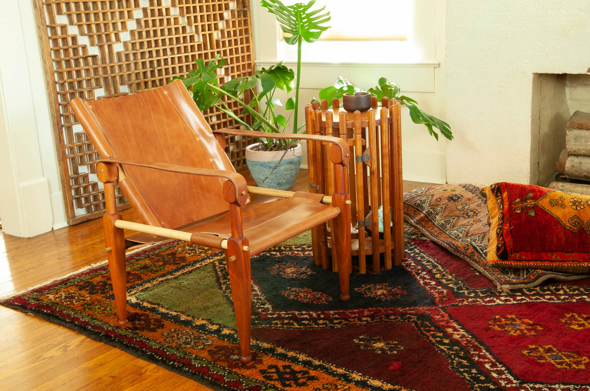 Limbo Safari Lounge Chair in Mahogany and Leather