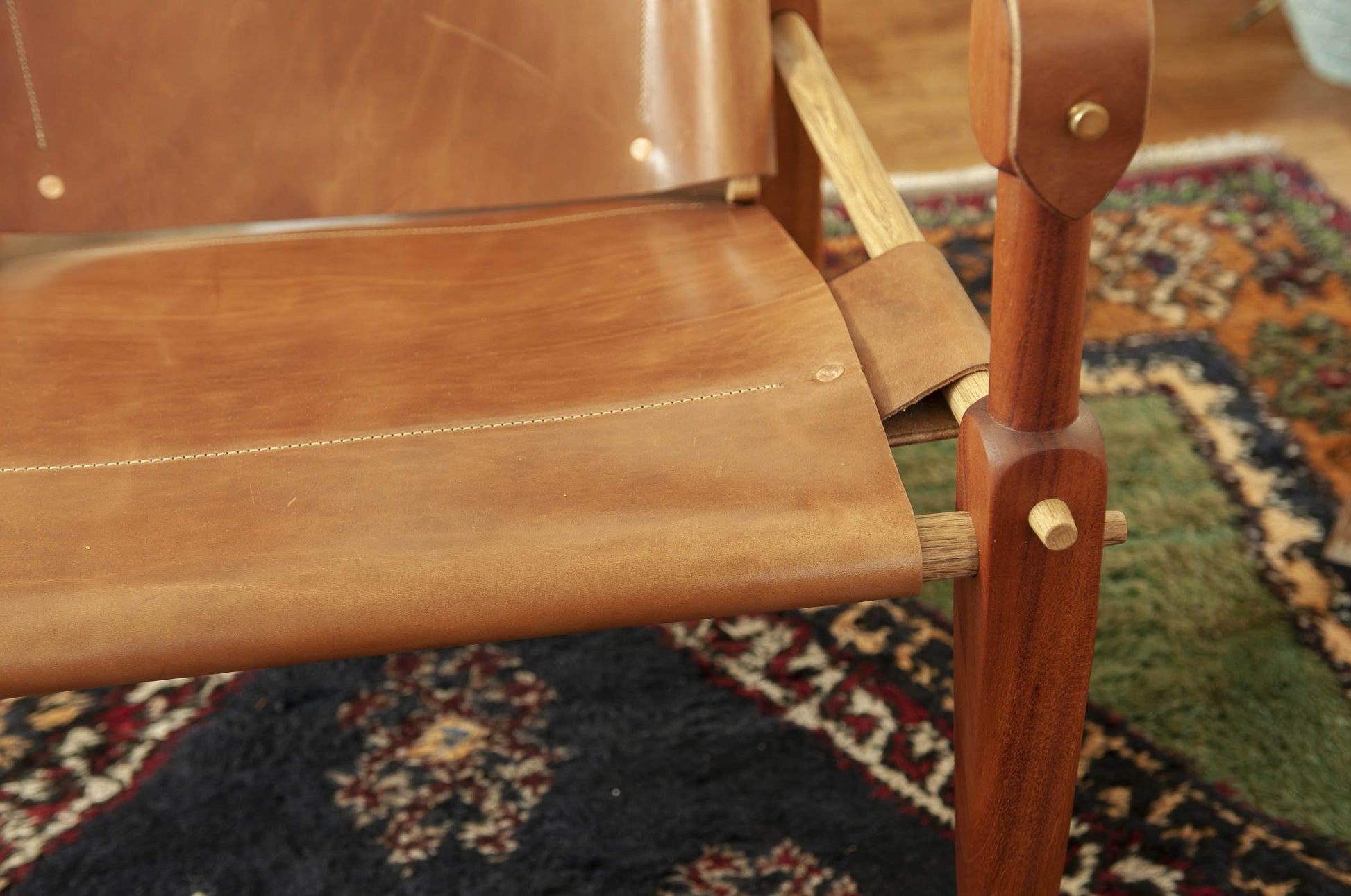 Limbo Safari Lounge Chair in Mahogany and Leather