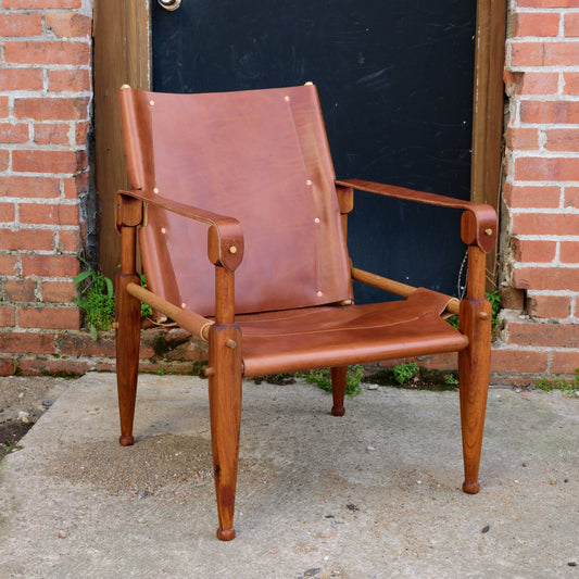 Limbo Safari Lounge Chair in Mahogany and Leather