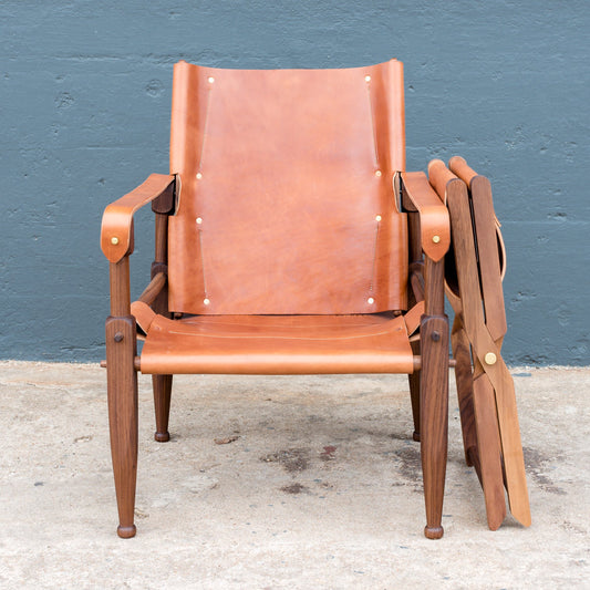 Limbo Safari Lounge Chair in Walnut and Leather