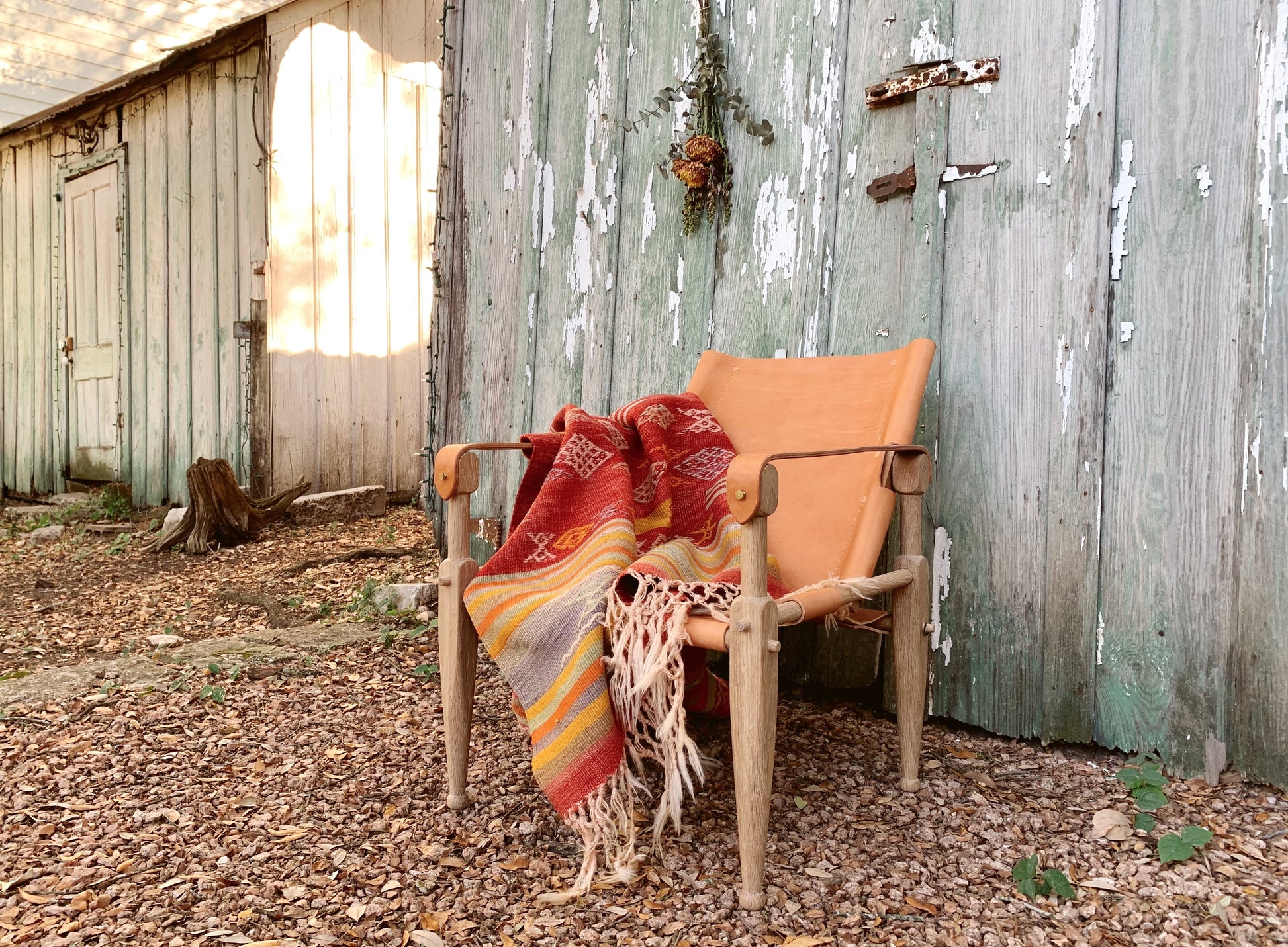 Limbo Safari Lounge Chair in White Oak and Leather