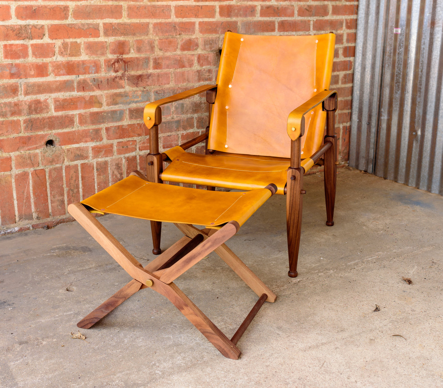 Limbo Safari Lounge Chair [Special Edition] - Walnut & Ochre Leather with Ottoman